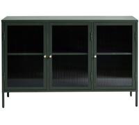 Meubles & Design Aparador de 3 puertas de vidrio estriado y metal L132cm - Verde oscuro