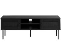 Meubles & Design Mueble de TV 2 puertas 2 estantes de madera y metal L120cm - Negro