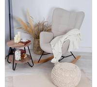 meublescosy Silla Mecedora Escandinavo Sillón Relax Patas de Madera | Sillón Mecedora Especial Lactancia para Salón Dormitorio Lectura Sala de Estudio, Asiento Extra Ancho en Tela, Hasta 120 kg
