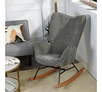 meublescosy Silla Mecedora Escandinavo Sillón Relax Patas de Madera | Sillón Mecedora Especial Lactancia para Salón Dormitorio Lectura Sala de Estudio, Asiento Extra Ancho en Tela, Hasta 120 kg
