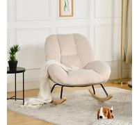 meublescosy Sillas Mecedora Escandinavo Sillón Relax Especial Lactancia | Sillón Mecedora para Salón Dormitorio Lectura Sala de Estudio, Asiento Extra Ancho en Tela de Pana, Beige
