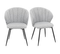 Meubletmoi - Juego de 2 sillas de comedor de tela china suave gris claro con apoyabrazos tapizados y patas de metal negro - Diseño moderno - Simon