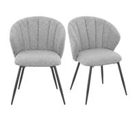 Meubletmoi - Juego de 2 sillas de comedor de tela china suave gris con apoyabrazos tapizados y patas de metal negro - Diseño moderno - Simon