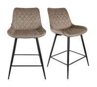 Meubletmoi Manhattan 2 - Juego de 2 sillas de bar de tela tapizada con ribete y patas de metal, color negro