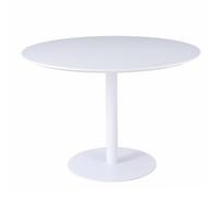 Meubletmoi - Mesa de comedor redonda D. Bandeja blanca mate de 110 cm con base de metal blanco lacado - Ambiente minimalista moderno - Valeria