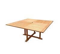Meubletmoi - Mesa de jardín, forma cuadrada, 150 x 150 cm, plegable, patas cruzadas de madera de teca maciza, aceitada, exterior, natural, patio, balcón