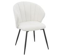 Meubletmoi - Silla de comedor de tela china suave cruda con apoyabrazos tapizados y patas de metal negro - Diseño moderno - Simon