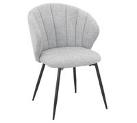 Meubletmoi - Silla de comedor de tela china suave gris claro con apoyabrazos tapizados y patas de metal negro - Diseño moderno - Simon