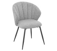 Meubletmoi - Silla de comedor de tela china suave gris con apoyabrazos tapizados y patas de metal negro - Diseño moderno - Simon
