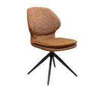 Meubletmoi Silla giratoria 360° con doble cojín de tejido bimaterial jaspeado e imitación Mohair suave Terra bronce y patas metal negro - Ambiente moderno y original - MELY