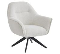 Meubletmoi Sillón giratorio 360° con reposabrazos de tela suave cruda y base de metal negro - Diseño moderno y moderno - Edward