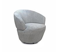 Meubletmoi Sillón Redondo Giratorio 360° Tejido Chenille Suave Gris y Pie Metal Negro - Diseño Contemporáneo Lounge - Corolla