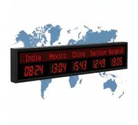 MEUBLLY Reloj Mundial Digital, Reloj de múltiples husos horarios, Nombres de Ciudades editables, Formato de 24 Horas y Ajuste Remoto; Ideal para hoteles, oficinas, Empresas comerciales y áreas(5City)