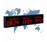 MEUBLLY Reloj Mundial Digital, Reloj de múltiples husos horarios, Nombres de Ciudades editables, Formato de 24 Horas y Ajuste Remoto; Ideal para hoteles, oficinas, Empresas comerciales y áreas(3City)