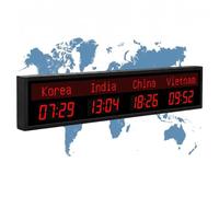 MEUBLLY Reloj Mundial Digital, Reloj de múltiples husos horarios, Nombres de Ciudades editables, Formato de 24 Horas y Ajuste Remoto; Ideal para hoteles, oficinas, Empresas comerciales y áreas(4City)