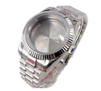 MEUIXT Caja de reloj curvada acanalada plateada resistente al agua de 36 mm y 39 mm compatible con NH34, NH35, NH36, NH38, NH39, NH70 y NH72(Case strap A,36mm)