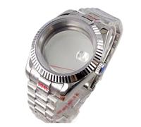 MEUIXT Caja de reloj curvada acanalada plateada resistente al agua de 36 mm y 39 mm compatible con NH34, NH35, NH36, NH38, NH39, NH70 y NH72(Case strap C,39mm)