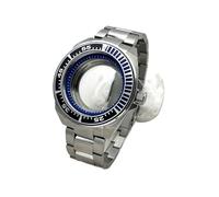 MEUIXT Caja de reloj de la serie Samurai King de plata de 45 mm con inserto de bisel y correa compatible con el movimiento NH35 NH36 7S26, piezas de repuesto for reloj(A9)
