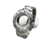 MEUIXT Caja de reloj de la serie Samurai King de plata de 45 mm con inserto de bisel y correa compatible con el movimiento NH35 NH36 7S26, piezas de repuesto for reloj(A10)