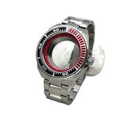 MEUIXT Caja de reloj de la serie Samurai King de plata de 45 mm con inserto de bisel y correa compatible con el movimiento NH35 NH36 7S26, piezas de repuesto for reloj(A4)