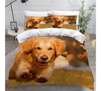 MEVASA Funda de edredón tamaño Super King, ropa de cama con diseño de perro Golden Retriever, ultrasuave, de lujo, con cremallera, juego de ropa de cama 3D de fácil cuidado, 260 x 220 pulgadas