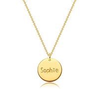 Mevecco - Collar con colgante de disco con nombre personalizado, chapado en oro de 18 quilates, diseño minimalista, para mujer, ideal para cumpleaños dorado