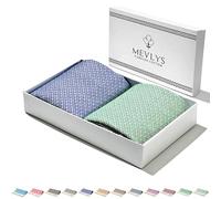 MEVLYS - Juego de 2 toallas para sauna, toalla de playa, toalla de sauna, grande, 100 x 180 cm, toalla de playa, manta de picnic, toalla de yoga, algodón, extra ligera, para hombre y mujer (menta/sax