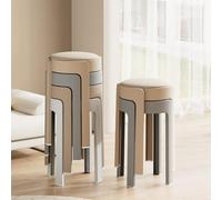 MEVZHH 18" Redondo Apilamiento Stoolsbackless Acolchado Taburetes de Barra Diseño de Anidación Portátil 440Lb Capacidad para la Escuela de Cocina Del Hogar/Gris