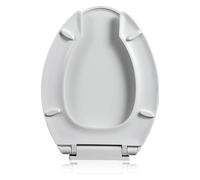 MEVZHH Asiento de Inodoro Alargado de Cierre Suave con Tapa de Inodoro Frontal Abierta de Grado Comercial de Liberación Rápida para Fácil Limpieza de Plástico.