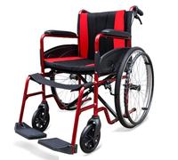 MEVZHH Ayuda de Movilidad de Aluminio para Silla de Ruedas Móvil Doméstica Autopropulsada Manual Plegable con Brazos Completos Y Freno de Mano Pararsonas Mayores con Discapacidad Física (Rojo) (Azul)/