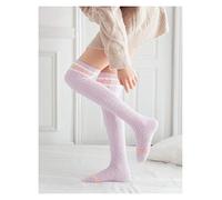 MEVZHH Calcetines de Rodilla a Rayas de la Mori Girl,Calcetines Altos de Muslo Largo Y Acogedor Lindo Kawaii a Rayas,Calcetín Cálido Animal de Invierno de Otoño/Rayas Púrpuras/Tamaño