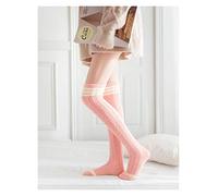 MEVZHH Calcetines de Rodilla a Rayas de la Mori Girl,Calcetines Altos de Muslo Largo Y Acogedor Lindo Kawaii a Rayas,Calcetín Cálido Animal de Invierno de Otoño/Rosa Rayado/Tamaño