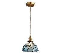 MEVZHH Candelabras, Lámpara Colgante Del de la Sombra de Vidrio Creativo, Clásico Retro Luz Del Techo de Ahorro de Energía No Vertigo Colgante Estilo Industrial E27 Iluminaciónnsión/Azul