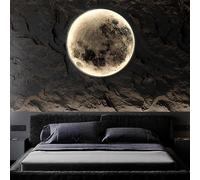 MEVZHH Candelabras, Moon Wall Sconce, Luz de la Luna 3D, Lámpara de Pared Led con Control Remoto, Enchufe en Luminaria de Techo de Luz Montada en la Pared, Decoración de la Pared de la Luna para Dormi