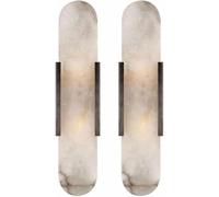 MEVZHH Conjunto de 2 Lámparas de Pared de Alábanatural, Lámparas de Pared de Mármol, para Baño Y Uso Interior, Luminarias de Vanidad Elegantes en Oro, Iluminación Decorativa de 50 cm/Negro/50 cm