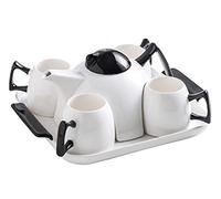 MEVZHH Conjunto de Té, Tea Set, 6 Piezas Tazas de Café de Porcelana Conjunto de Tazas de Té Y Platillos de Porcelana Blanca Conjunto de Tazas de Café Conjunto de 4 Tazas de Té de la Tarde, Fiesta