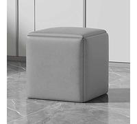 MEVZHH Cubo Versátil Otomano Sillapilable Pie Taburete Giratorio Ruedas Elegante Sala de Estar/Comedor Muebles Tecnología Tela Cuadrado Moderno/Gris Claro/45 cm / 17.7 Pulgadas