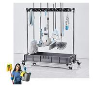 MEVZHH Drain Rack Scolmop Carrello Piano Mobile In Piedi Utilità Scolscolcarrello Strumento Di Pulizia Commerciale, Forniture Di Pulizia, con Ruote,R Hotel, Fabbriche/10 Slot