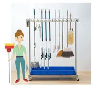 MEVZHH Drain Rack Scolp Mop Utility Rackr Mop E Scople,Pulizia Strumento Carrello Mop Ombrello Stand,Mop Commerciale Mobile Mop Rack, Mop Può Mettere Mop Bagnati, con Ruote/Sina Riga/97
