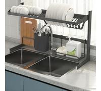 MEVZHH Estantes de Platos, Drenador de Platos Sobre el Fregadero Estante de Platos de Aluminio para Fregaderos de Cocina Creara Cocina Ordenada/A3/88,4 Cm/34 Pulgadas