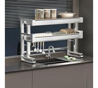 MEVZHH Estantes de Platos, Estante de Drenaje de Platos de Escritorio por Encima Del Fregadero Estante de Drenaje de Platos Laterales Del Fregadero Expandible Estante de Secado de Platos Expandible Ex