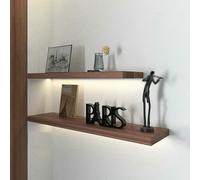 MEVZHH Estantes Flotantes, con Iluminación Led Integrada Y Soportessos para Mostrar Fotos Libros Y Trofeos en Casas Bares Ho- Decoración de Pared Moderna/Color Du Bois Dorigine./150 cm
