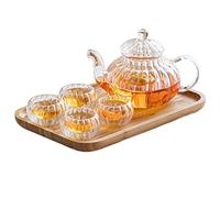 MEVZHH Estufa Hervidores, Set de Té, Set de Taza de Té de la Tarde Tazas de Té Y Tetera Vidrio Claro Taza de Café para el Té de la Tarde en Casa, Partido (E)/D