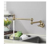 MEVZHH Grifo de Cocina, Grifo de Fregadero de Llenador Deeta Doble Boca Plegablecópico Brazo Oscilante Montado en la Pared de Latónujero Único Dos Grifo de Manija/Pincel Oro a