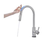 MEVZHH Grifo de Cocina Táctiligente de Pincel Oro 360 ° Mezclador Giratorio de Fregadero con Pulverizador Extraíble Control Táctil Grifo de Mezcla Deua/Níquel Cepillado