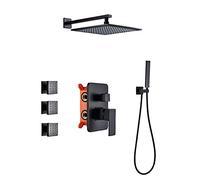 MEVZHH Grifos, de Ducha Oculto Grifo de Ducha Negro Mango Únicoua Caliente Y Fría Ducha Combo Set con Pulverizador de Mano Y Cabeza de Ducha de Lluvia, Bañera de Masaje de Aerosol Corporal Y Espectácu