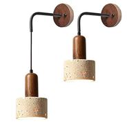 MEVZHH Lámpara de Pared de Travertino Amarillo Conjunto de 2 E26 / E27 Piedra Pared Sconce Altura Ajustable Estilo Nórdico Simple Pared Montaje Luminarias para Baño, Escalera/a