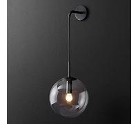 MEVZHH Lámpara de Pared Modernaokey Gris Vidrio de Pared Sconces,Latón Acabado, Longitud Ajustable Luz de Pared para la Sala de Estar Dormitorio Baño/Negro/20 cm