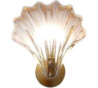 MEVZHH Lámparas de Pared,Base de Lámpara Dere Bombilla de Luz E14 Montada en la Pared No Incluida, Diseño de Arte de la Concha Lámpara de Vidrio Ámbar Sombra de Pared,De Techo