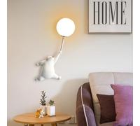 MEVZHH Lámparas de Pared, Lámpara de Pared de Oso de Dibujos Animados Creativos Lindo Luminario de Pared de Resina de Luna Instalación de Iluminación G9 Decoración de la Habitación Del Niño Wall Sconc